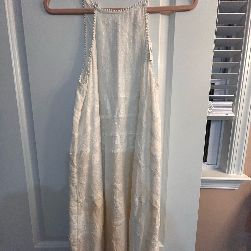 LOFT White Textured Halter Maxi Dress